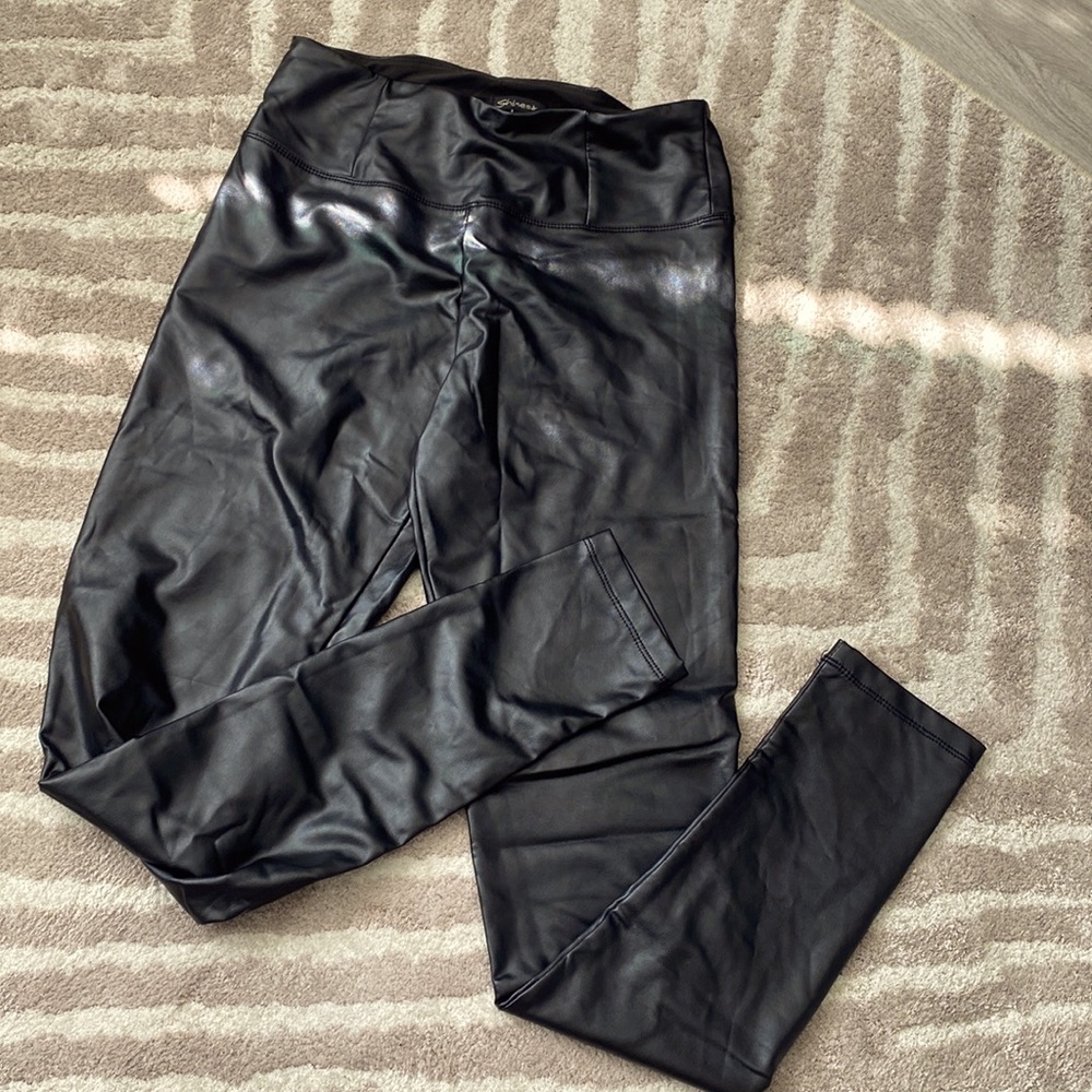 Black faux leather pants!